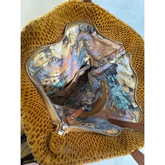 Sorial Snakeskin 14"x10" Mustard Yellow Leather Shoulder Tote‎ Bag - Picture 10 of 13